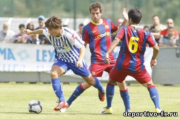 В первом полуфинале Кубка Испании для игроков в возрасте 17-18 лет Депортиво проигрывает Барселоне